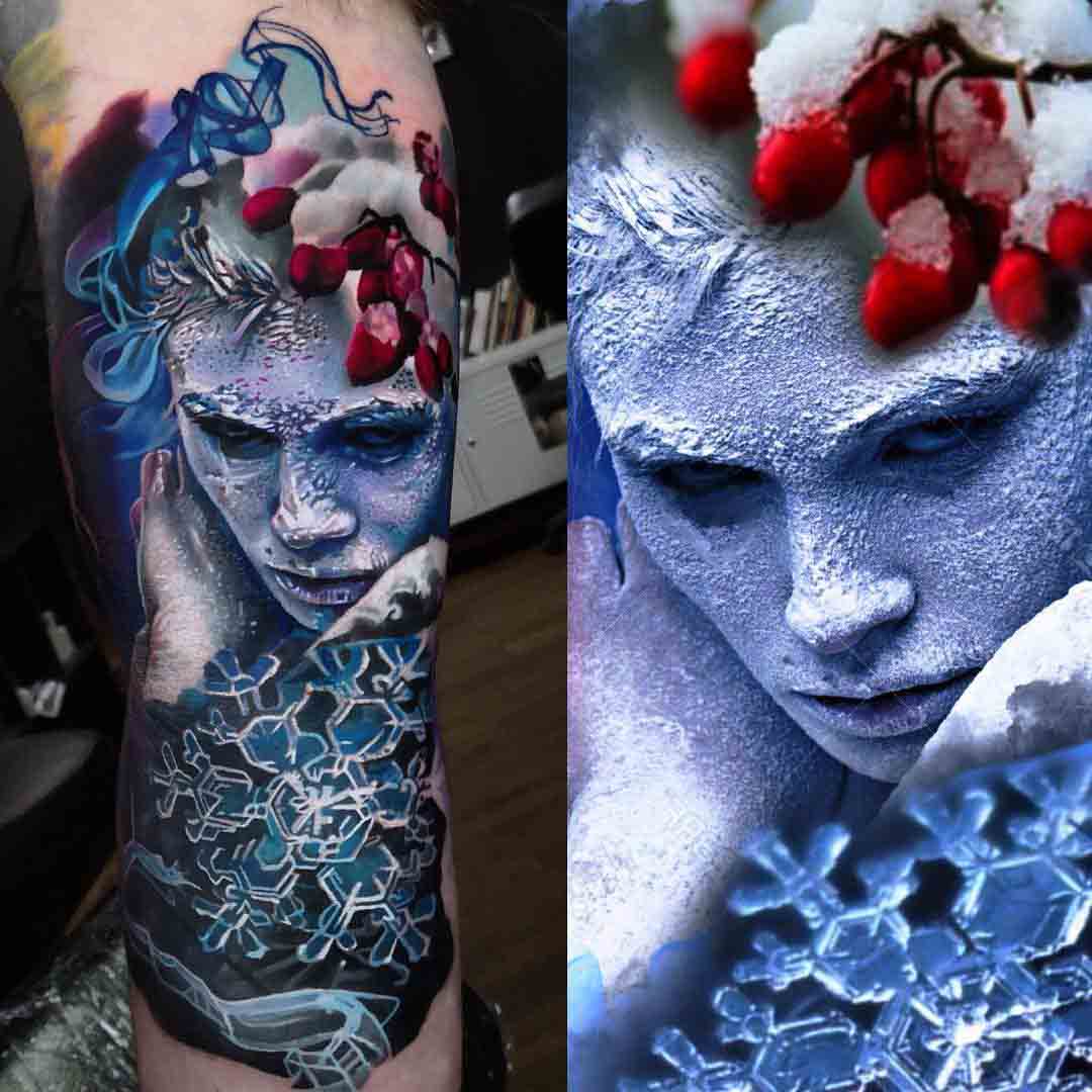 frozen girl portrait tattoo