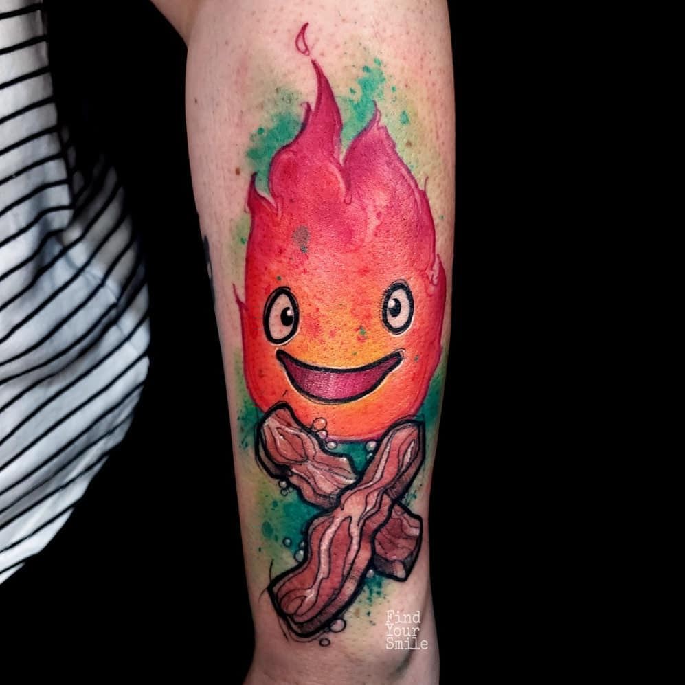fire tattoo on arm flame