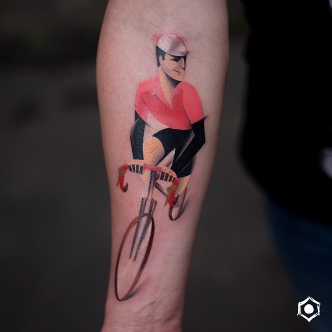 arm tattoo bicycle racer