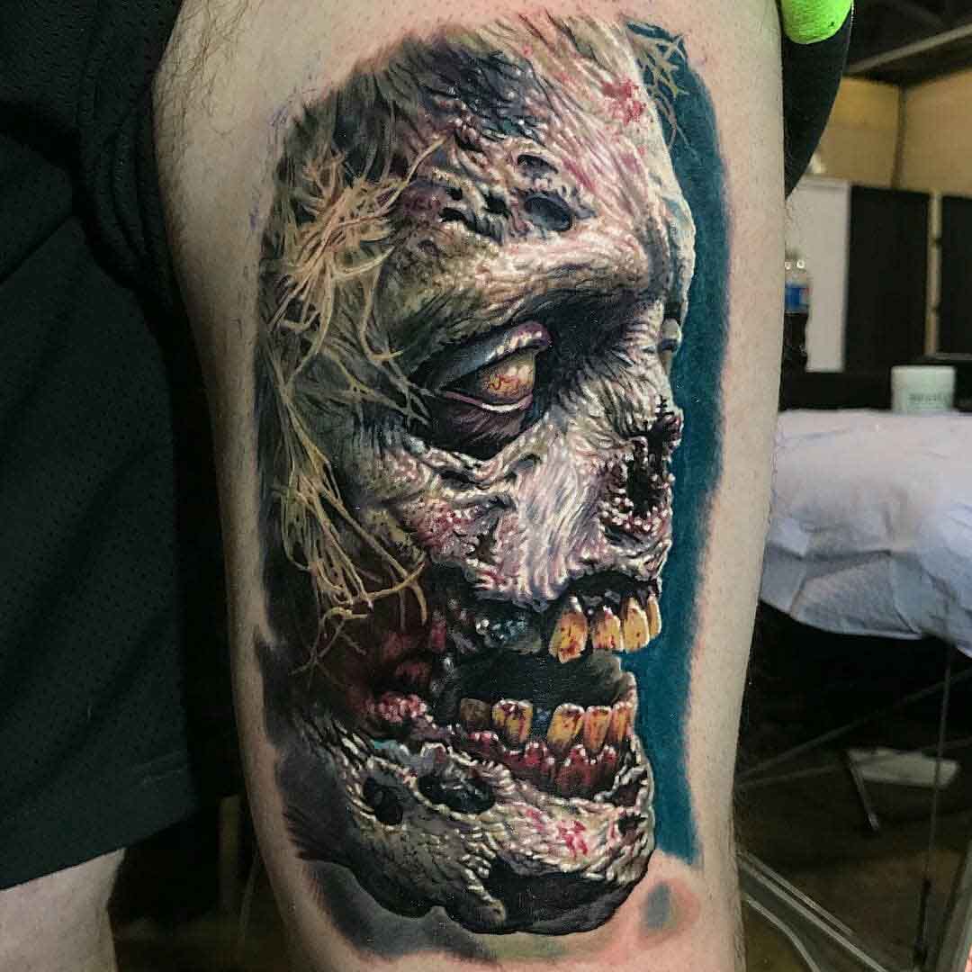 realistic zombie tattoo