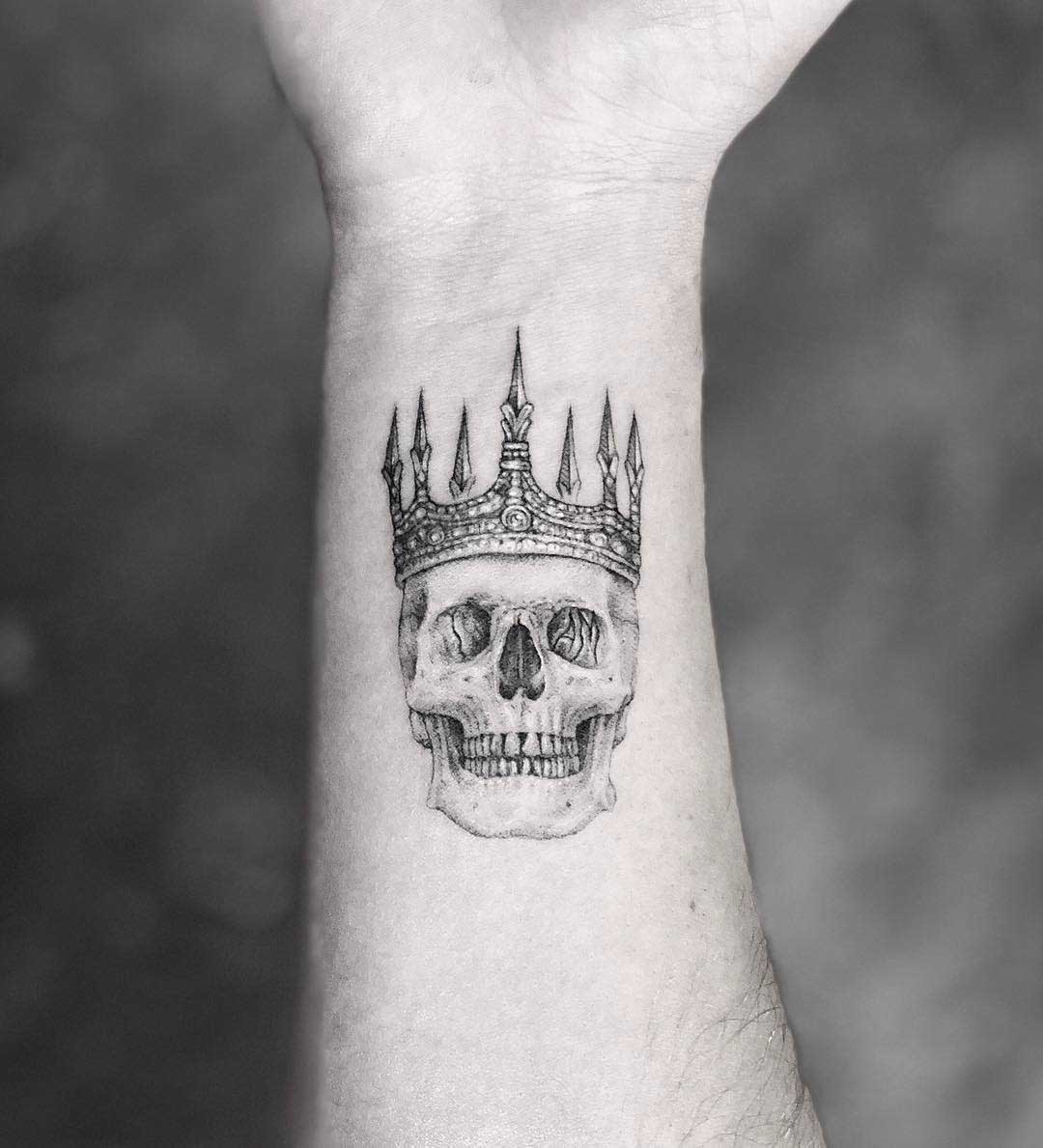 crown skull tattoo
