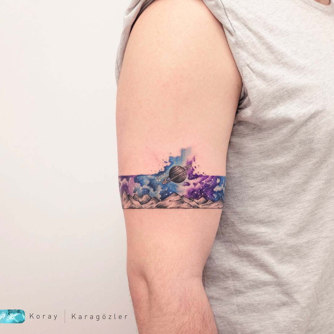 armband space tattoo landscape Saturn