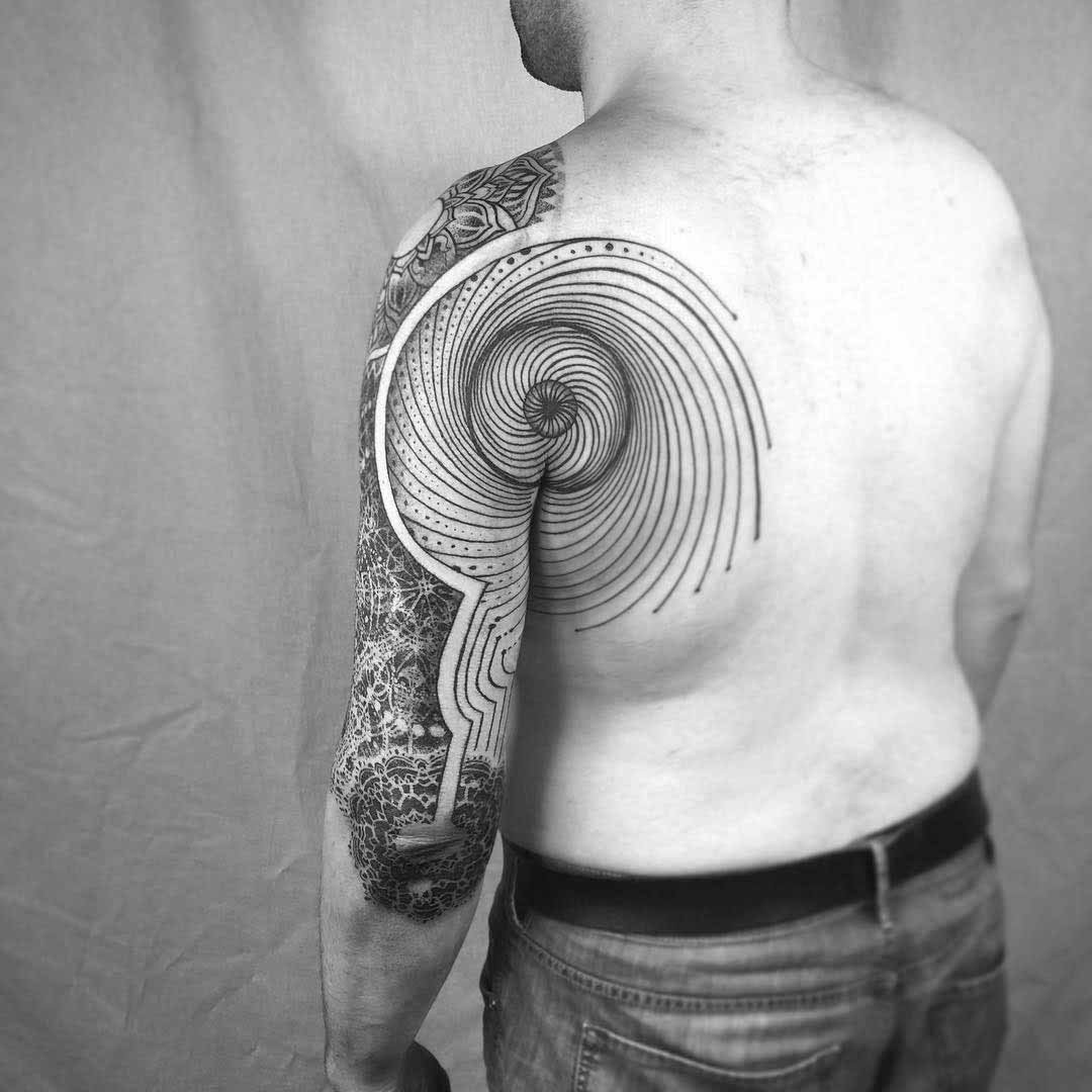 spiral tattoo on back