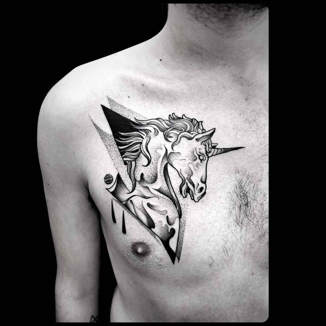 chest tattoo unicorn