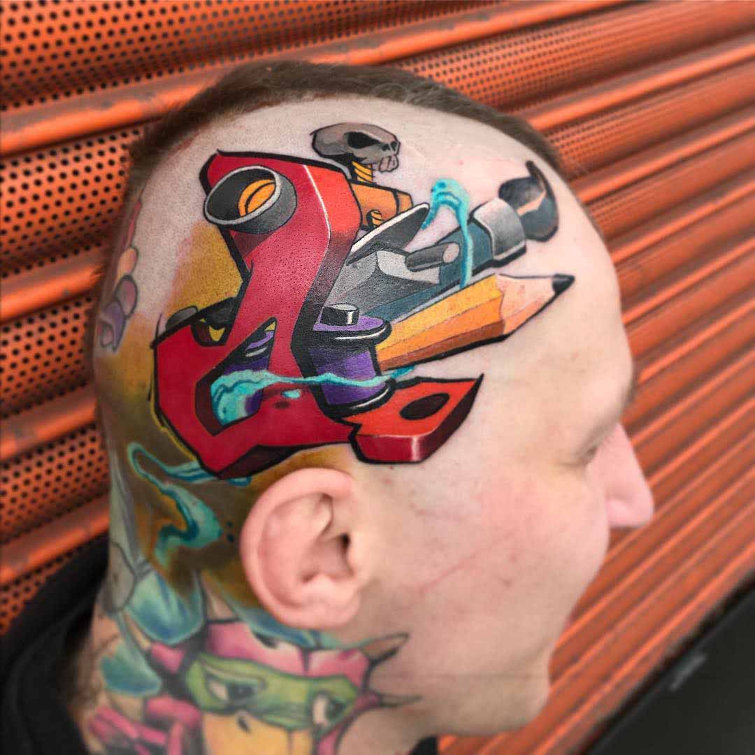 artistic head tattoo