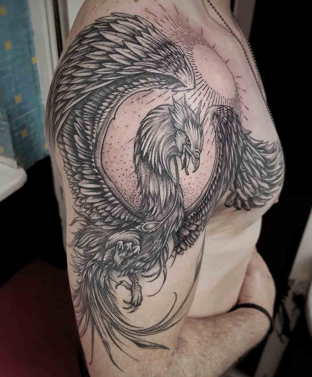 shoulder tattoo bird phoenix