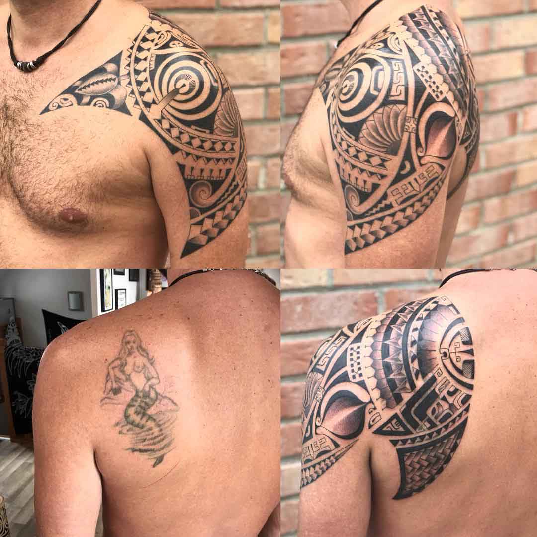 shoulder tattoo maori cover up