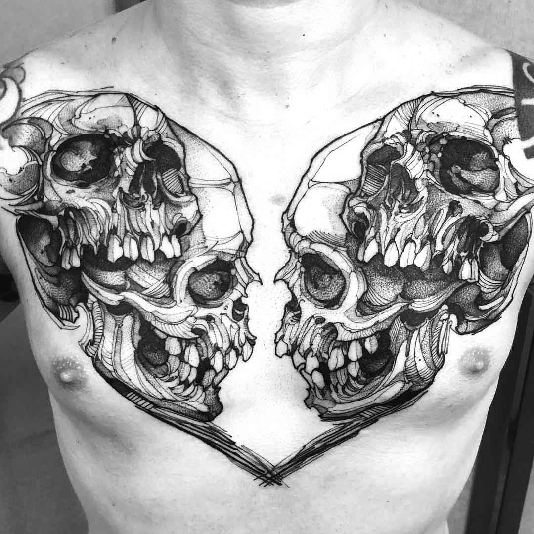 chest tattoo skulls