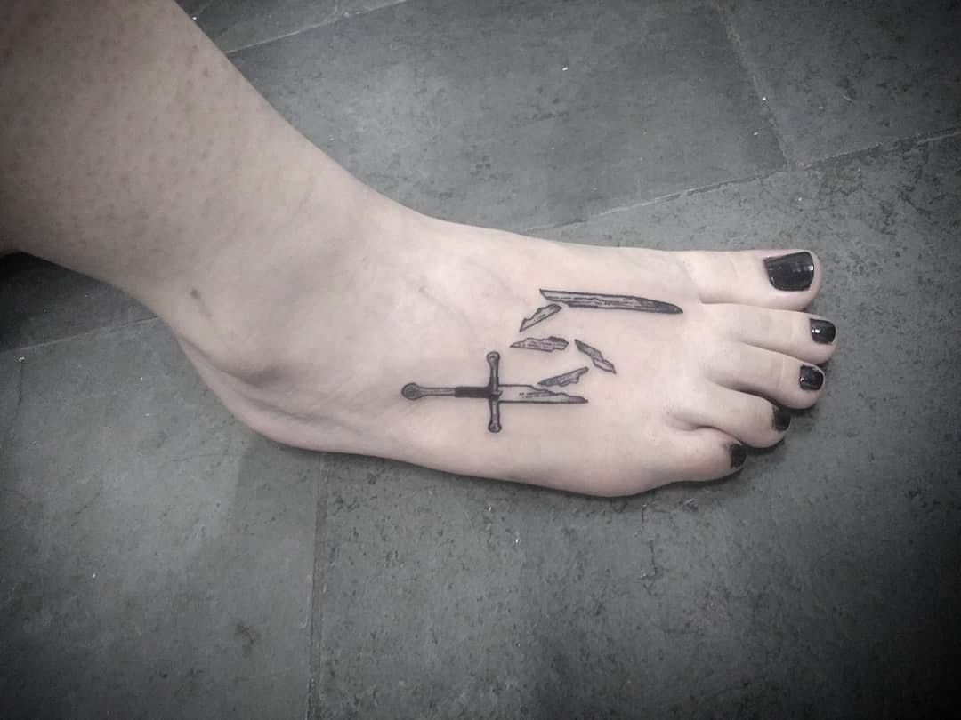 foot tattoo sword Narsil Lords of The Rings