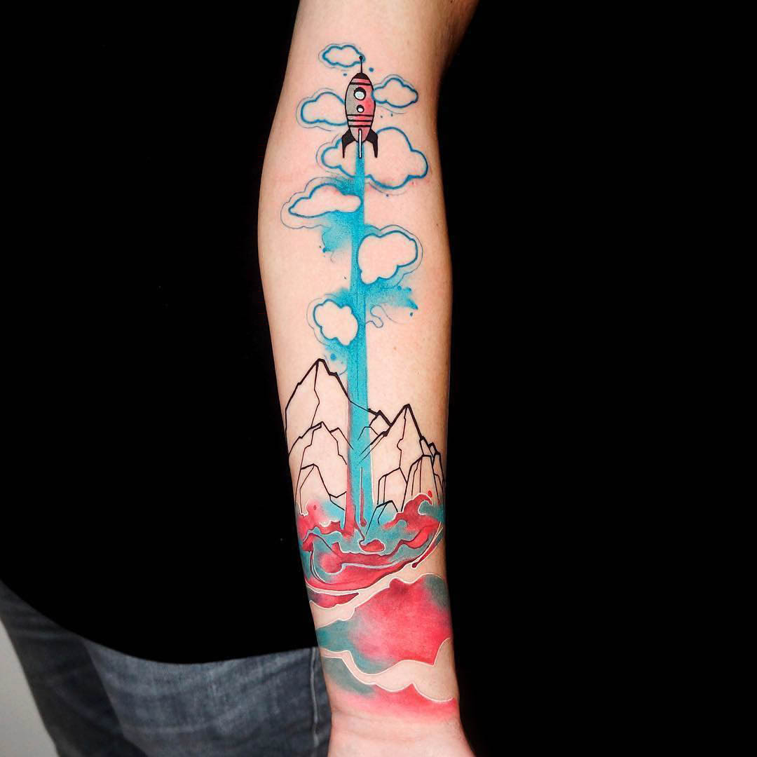 arm tattoo rocket