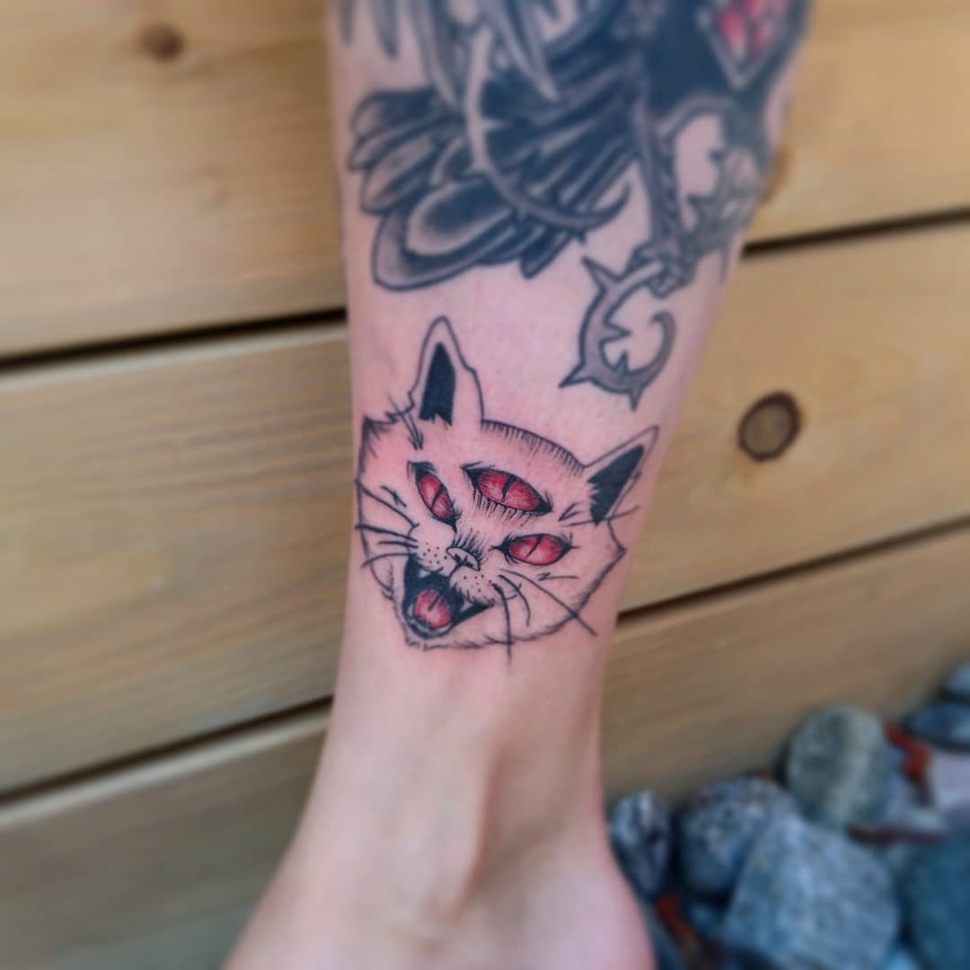 ankle tattoo cat
