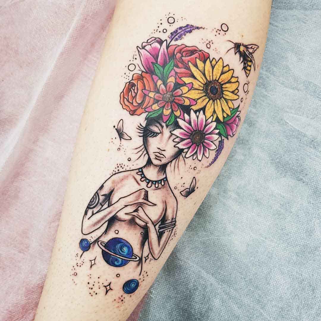 arm tattoo flowers mother nature