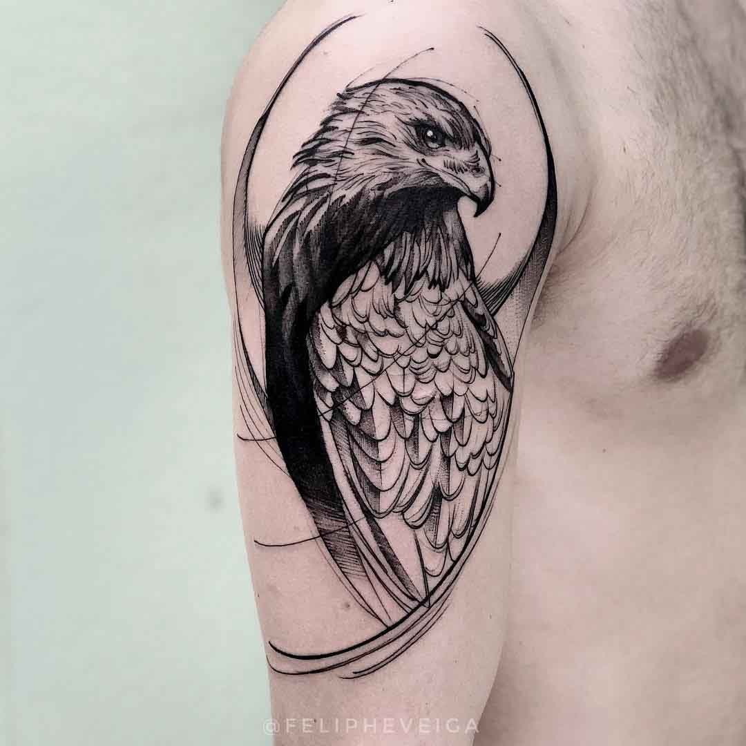shoulder tattoo hawk