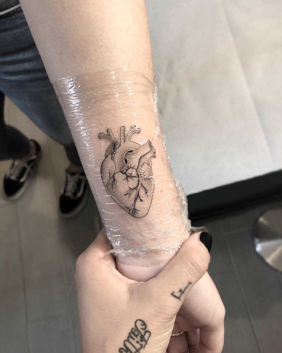 wrist tattoo anatomic heart