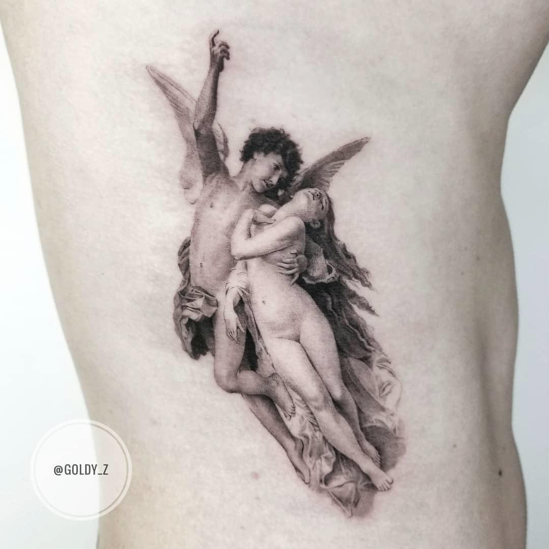 ribs tattoo cupid and psyche