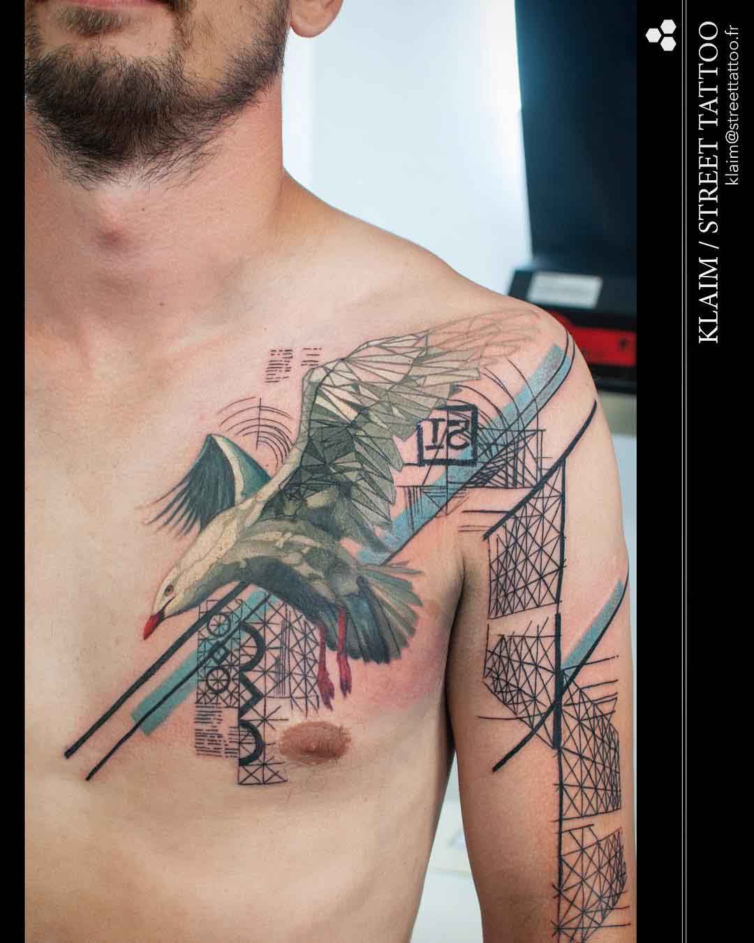 chest tattoo seagull