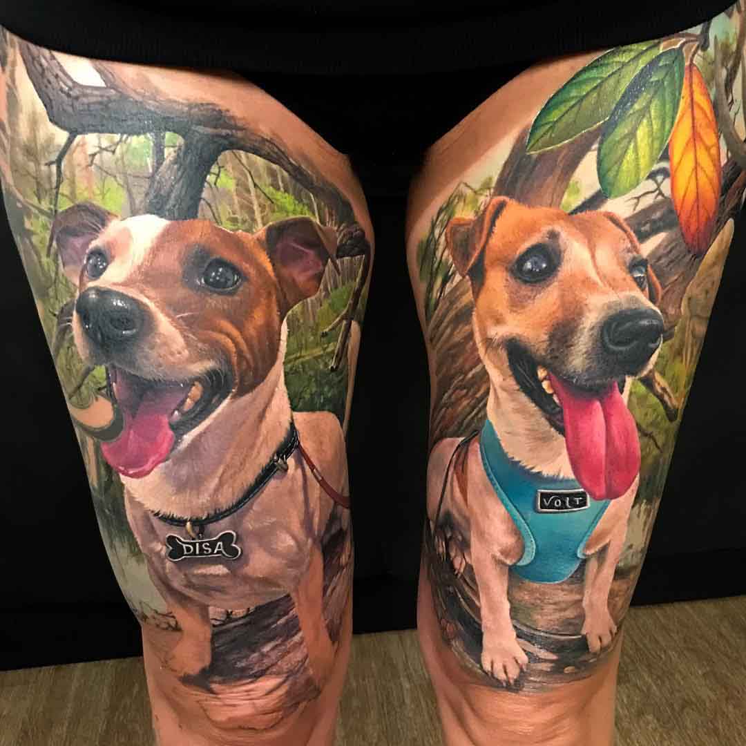 thigh tattoos dogs