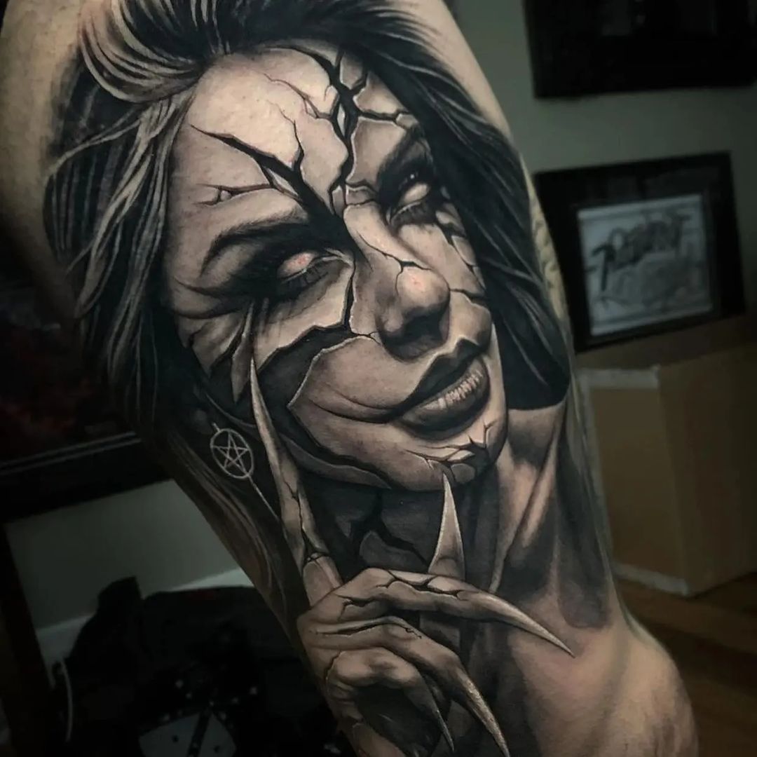 Cracked Face Tattoo - Best Tattoo Ideas Gallery